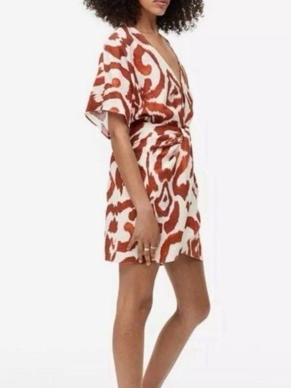 H&M Cream/Brown V-neck Dress